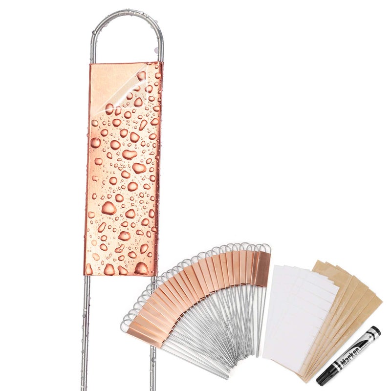 Wanapure 25PCS Copper Metal Plant Tags Plant Labels with 50Pcs Labels, Rainproof PET Film & Permanent Pen, 8" Weatherproof Banner Garden Markers, Marking Protection Seedling Signs Nursery Tags - Image 1